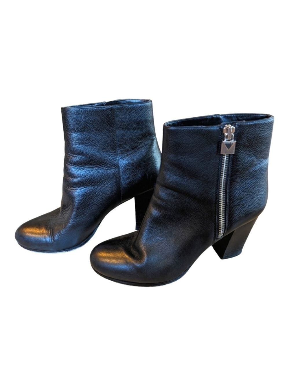 Michael Michael Kors Margaret Black Pebbled Leather Side Zip Booties Sze 10